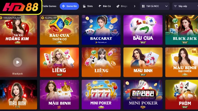 Khám phá khái quát về các sảnh game HD88