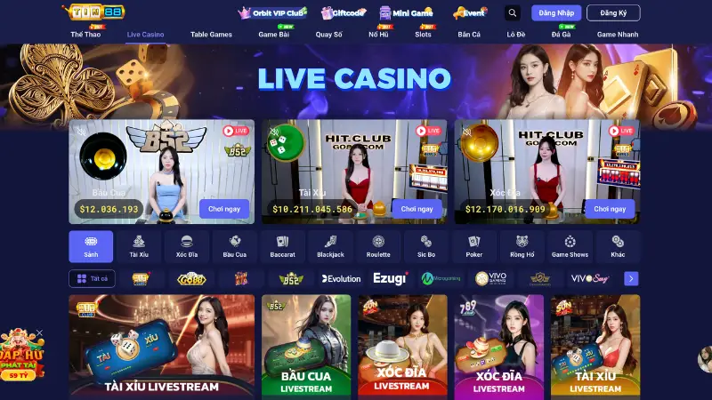 Live casino mang đến nhiều bàn cược hấp dẫn