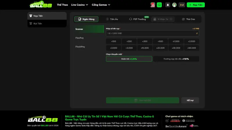 Tìm hiểu hệ thống nạp tiền chính thức của Ball88
